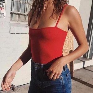 Brandy Melville Ribbed Red Bodysuit